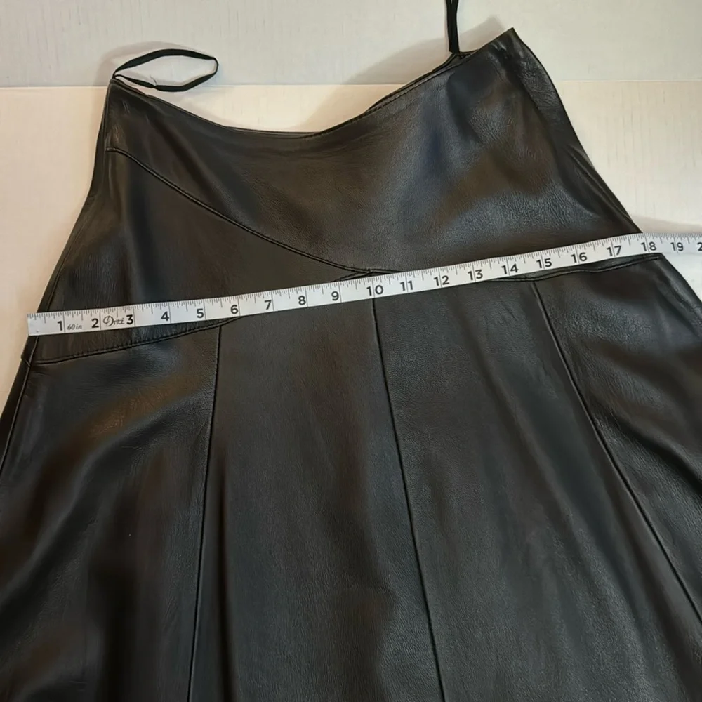 Gingette Leather Vintage Black Soft Maxi Lined Zip Genuine Skirt Israel 26” - Picture 12 of 16
